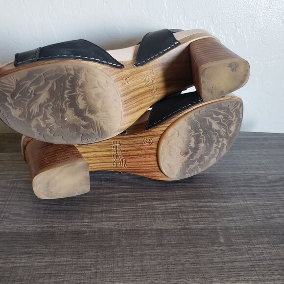 Dansko Anna Burnished Calf Leather Ankle Strap Sandals Block Heel Black Sz 8.5-9 - Picture 9 of 12